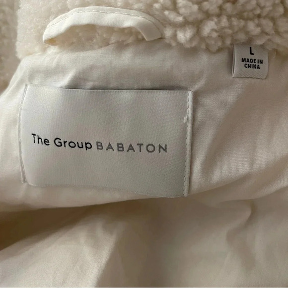 Aritzia Womens Large The Group Babaton Antic White Cream Sherpa Zip Jacket s - Picture 4 of 10
